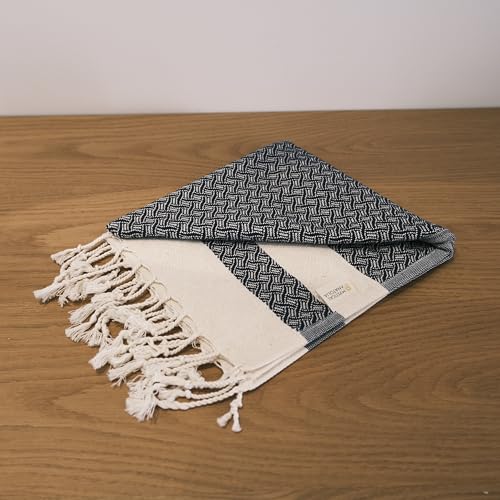 mysticalanatolia Turkish Beach Towel Oversized Cotton Sand Free Quick Dry Lightweight Peshtemal Large Travel Yoga Picnic Blanket Absorbent Compact 39x79 Black - color: Black