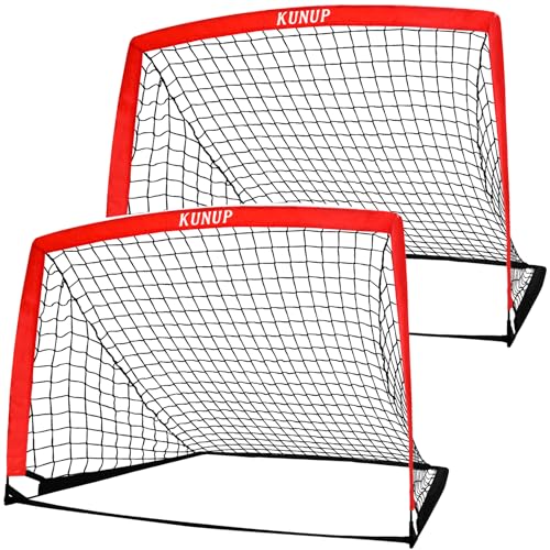 2 of 5×3 6x4 9x5 FT Portable Kids Soccer Goals Set, Foldable Soccer Practice Nets for Backyard with Carrying Bag for Toddler Youth Pop Up Soccer Training Equipment Indoor Outdoor Sports Game Gift - color: Red, style: 5x3FT