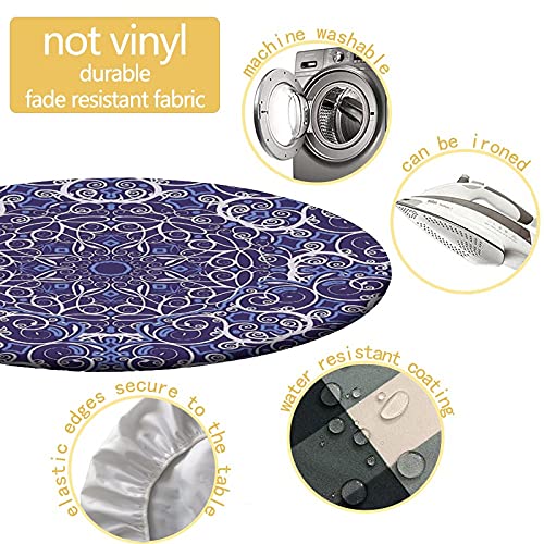 Kaleidoscope Flowers Fitted Tablecloth Round, Bohemian Style Elastic Edge Table Covers, Indoor Kitchen Dinning Room or Outdoor Picnic Party Dining Tables Decoration, Fits Tables 28" to 32" - color: Bohemian Style, size: 28" (Round)