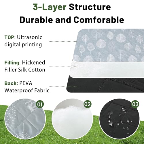 Dimatic Cute Picnic Blankets 78"x78" Extra Large Beach Blankets Waterproof Sand Proof Foldable Portable for Outdoor Family Camping - color: Grey