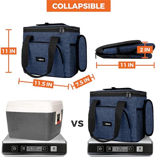 OPUX Soft Cooler Bag, Insulated Collapsible Lunch Cooler Tote for Men Work Camping Beach Travel, Portable Soft Sided Leakproof Waterproof Large Lunch Bag Box with Shoulder Strap 24 Cans, Heather Navy - color: Heather Navy, size: 24 Cans