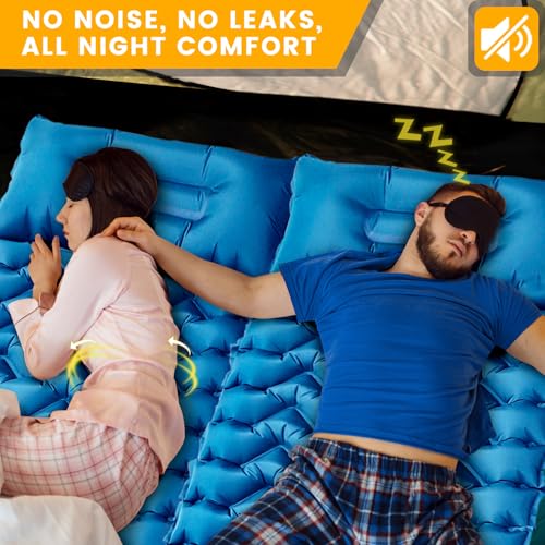 Sleeping Pad, Compact Sleeping Pad for Camping with Pillow Built-in Foot Pump, Inflatable Sleeping Mat for Travel Backpacking Hiking Sleeping Bag Tent, Outdoor Adventure Camp Gear - color: Blue