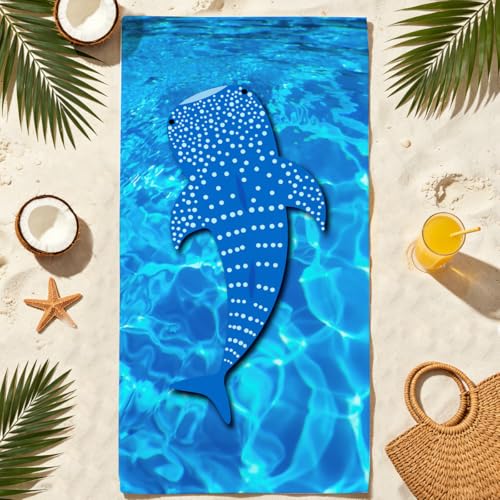Whale Shark Microfiber Lightweight Beach Towel Sand Free Quick Dry Absorbent Thin Towels Blanket for Swimming Pool Camping Beach Vacation Essentials Accessories Travel Things for Cruise Gym - color: Lcs Multicolor 1539