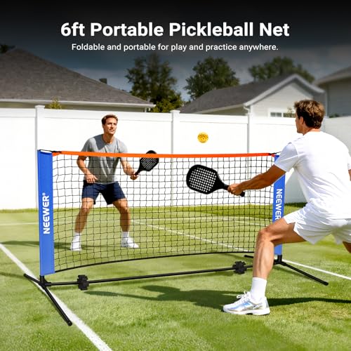 NEEWER Wide Pickleball Net, Small Portable Foldable Driveway Equipment Accessories for Indoor Outdoor Pickle Ball Training & Practice, No Tools Required - size: 6ft