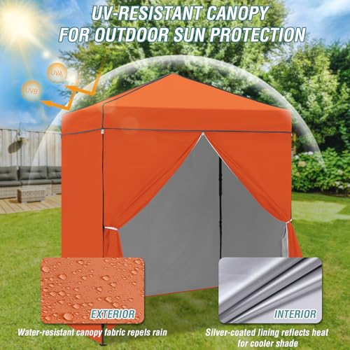 EAGLE PEAK 6x4 Instant Pop Up Canopy Tent with 4 Side Wall Panels, Straight Leg Sun Shelter, Portable Canopy with Carry Bag for Camping, Beach & Sports, Orange - color: Orange, size: Four Walls