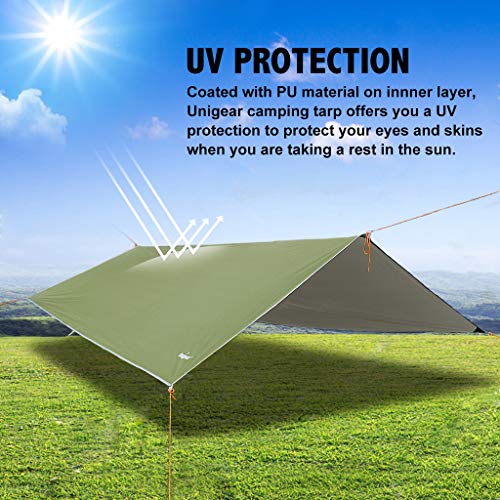 Unigear Hammock Rain Fly Waterproof Tent Tarp, 16.5x9.8ft, UV Protection and PU 3000mm Waterproof, Lightweight for Camping, Backpacking and Outdoor Adventure - color: Green, size: 300x500cm