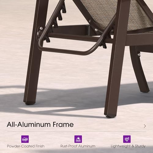 PURPLE LEAF Outdoor Chaise Lounge Chair Set of 3 Patio Pool Lounger Aluminum Chairs with Side Table and Wheels Adjustable Tanning Recliner with Armrests for Outside Backyard Deck Beach, Khaki - color: Khaki, size: Standard Upgrade