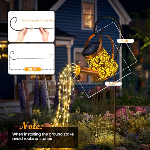 Solar Lights Outdoor Decor, Perfect Gardening Gift for Mom Women Grandma, Thoughtful Birthday Present, Hanging Lanterns Watering Can Lights for Garden, Yard, Porch, Patio Backyard Decoration - size: Flower-standard - 1 Pack