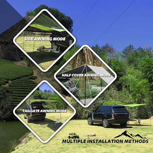 Awning Tarp for Camping,Tailgate Awnings & Shelters for Sun Shade and Waterproof, Outdoor Rear&Side Vehicle Awning Shelter for Van, MPV, Campers(10 * 6.56ft,Green) - color: GREEN