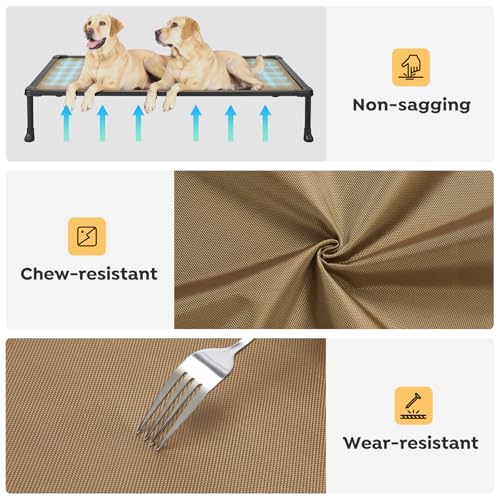 Veehoo Chew Proof Dog Bed, Non-Chewable Cot for Medium Dogs, Anti-Scratch Durable Hammock Raised Place for Training Platform, Outdoor Cooling Off Ground, CWC2420ACP