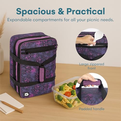 VP Home Double Casserole Insulated Travel Food Containers Carry Bag - Henna Tattoo Design for Trip Birthday Party, Mother's Day, Grocery Store, Supermarket, Outdoor Picnic, and More - Lunch Bag - color: Double Henna Tattoo