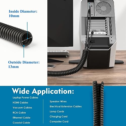 30 ft Dog Cat Cord Protector Electric Wires Covers Wire Loom Tubing Protect Wires from Rabbits, Cats and Other Pets - color: Black, size: 30ft