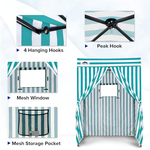 EAGLE PEAK Flex Compact 5x5 Pop-up Canopy Changing Room, Portable Privacy Dressing Room for Indoor Fashion Photoshoots, Camping, or Pool, White/Light Blue - color: White/Light Blue, size: 5x5 ft