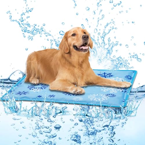 Dog Cooling Mat Water Injection Pet Cool Pads Dogs & Cats Pet Cooling Blanket for Outdoor Car Seats Beds (Azure, 24 * 18IN) - color: Azure, size: 24*18IN