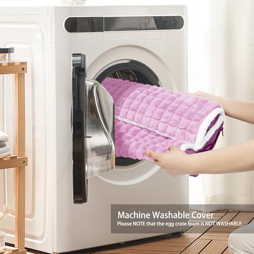 Orthopedic Dog Bed Medium Size Dog with Pillow 30''X20'', Waterproof Soft Comfortable Egg Crate Foam Pet Crate Beds Mat with Removable Washable Cover and Non-Slip Bottom, Lilac - color: Lilac, size: 30"l X 20"w X 3.5"th