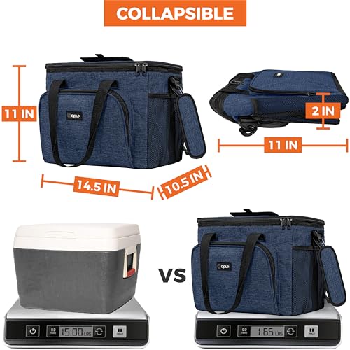 OPUX Soft Cooler Bag, Insulated Collapsible Lunch Cooler Tote for Men Work Camping Beach Travel, Portable Soft Sided Leakproof Waterproof Large Lunch Bag Box with Shoulder Strap 40 Cans, Heather Navy - color: Heather Navy, size: 40 Cans
