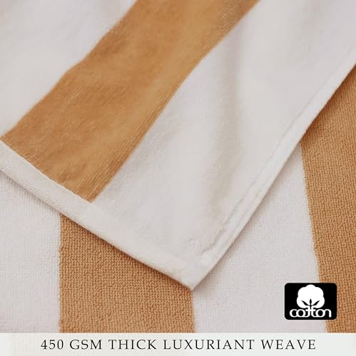 COTTON CRAFT Oversized Beach Towels - 2 Pack XXL 35x84 - The Big Kahuna 7 Foot Extra Large Beach Blanket Towel - Big & Tall - Huge 100% Cotton Velour Plush Soft Luxury Towel - Cabana Stripe Linen - color: Cabana Stripe - Linen, size: 2 Pack - 35x84