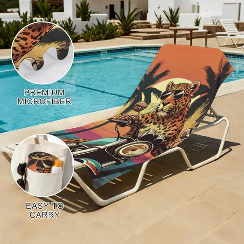 Microfiber Leopard Towels, Funny Leopard Riding Motorcycle Beach Towels for Kids Adults, Quick Dry Sand-Free Motocross Cheetah Print Bath Towels for Bathroom Swimming, Oversized 32x52 - color: Leopard