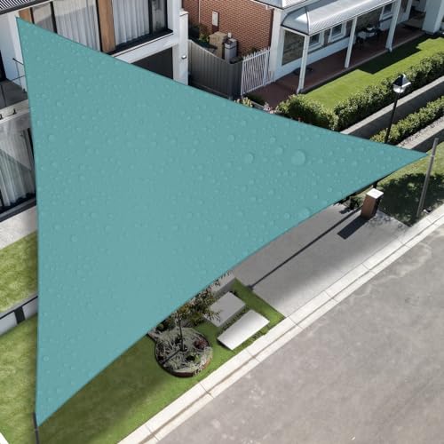 TANG 5'x5'x5' Waterproof Sun Shade Sail Triangle Outdoor Canopy UV Block Shade Cloth with Curved Edge for Patio Backyard Pool Pergola Cover, Turquoise - color: Turquoise, size: 5'x5'x5'
