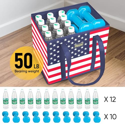BALEINE 3Pk Reusable Grocery Bags, Foldable Shopping Bags for Groceries with Reinforced Bottom & Handles (Patriot Celebration) - color: Patriot Celebration, size: 3 Pack