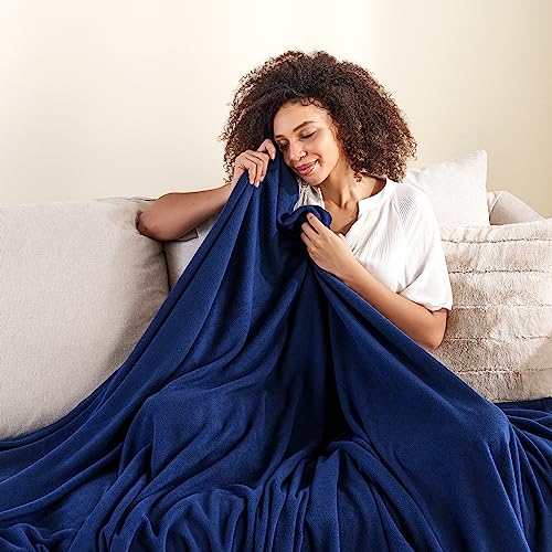 Berkshire Blanket Microfleece Throw Size Bed Throw Blanket Navy, Lightweight Soft Breathable Plush Micro Fleece Throw Blanket for Travel, Bed and Couch, 50x60 Inches - color: Navy, size: Throw/Throw XL