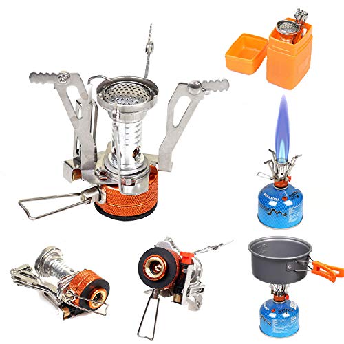 Peidesi Camping Cookware Mess Kit, Portable Camp Stove Pots and Pans Set, Carabiner, Folding Knife, Fork Spoon Kit, Carry Mesh Bag, for Backpacking
