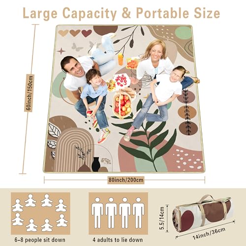 Supfitness Extra Large Picnic Blankets Waterproof Foldable (60 "x 80") Beach Blanket Waterproof Sandproof,3-Layer Thicking Mat Outdoor Packable Camping Blanket - color: Colorfu, size: 5' x 6'8" (Rectangular)