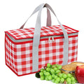 Insulated Picnic Bag Cooler Reusable, Beach Bag Cooler Bags with Zippered Top - Insulated Bag for Hot or Cold,Picnic Basket Collapsible, Picnic,Beach, Outdoor (13.8x7.9x7.9 in) - color: RED