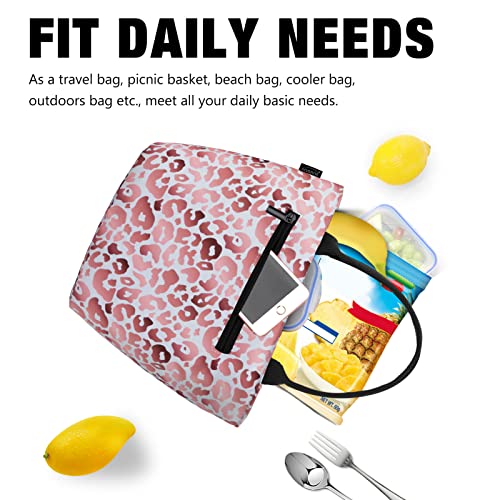 Aosbos Lunch Tote Bag, Insulated Lunch Box for Women, Leakproof Lunch Cooler Purse for Work, Pink Leopard Print - color: K. Pink Leopard