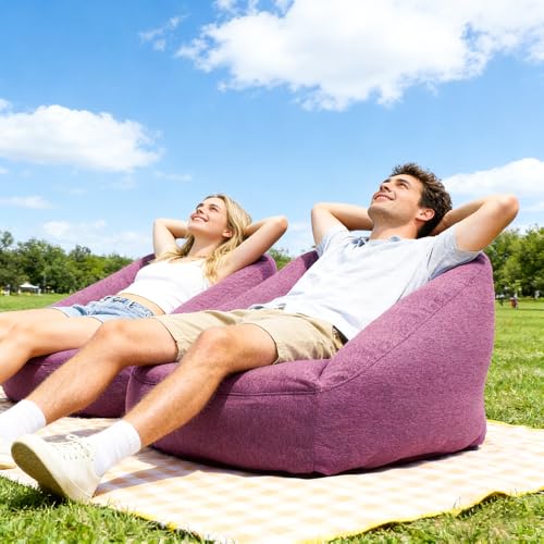 Inflatable Sofa Chair Portable Air Couch Camping Lounger with Air Pump for Home Outdoor Camping Travel (Purple) - color: Purple