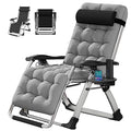 DoCred Zero Gravity Chair, Folding Chairs Lawn Recliner, Reclining Patio Lounger Chair, Folding Portable Chaise with Detachable Soft Cushion, Cup Holder, Headrest - color: Silv Grey, style: Zero Gravity Chair