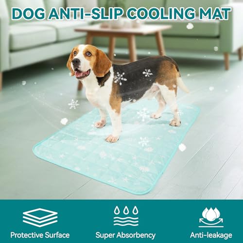 SUPRIY Pet Cooling Mat for Dogs & Cats - Qmax 0.4 Waterproof Cooling Pad, Summer Heat Relief Mat with Japanese Polyester Tech, 3 Sizes Indoor/Outdoor Use (27.5 * 38.5, Blue Ocean) - size: 27.5*38.5