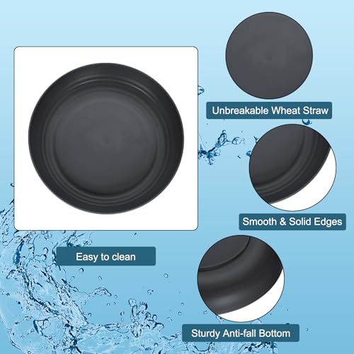 uxcell 8Pcs Plastic Plates Set, 10 Inch Unbreakable Dinner Plates Set Plastic Plates Reusable Dishwasher & Microwave Safe for Restaurants Kitchen Food Outdoor Camping, Black - color: Black, size: 10"