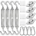 yofit 44 Pcs Shade Sail Hardware Kit, 6 Inch Outdoor Sun Sail Accessories, 304 Stainless Steel Turnbuckles & Brackets for Triangle/Rectangle Sails, Patio Canopy Installation Hardware Set Waterproof - size: 6 inch 44 pcs