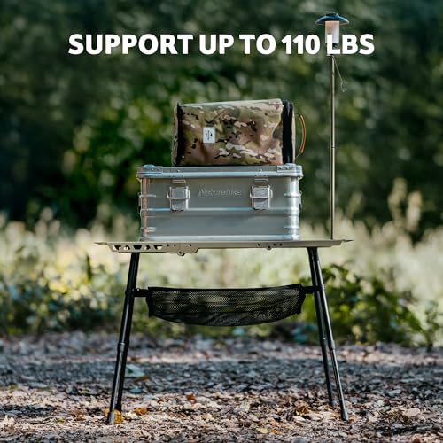 Naturehike Tactical Camping Table with Adjustable Height, Collapsible Table Lightweight with Carry Bag for Camping, Travel expeditions, Hiking, Picnics, BBQs & Beach Trips - color: Green