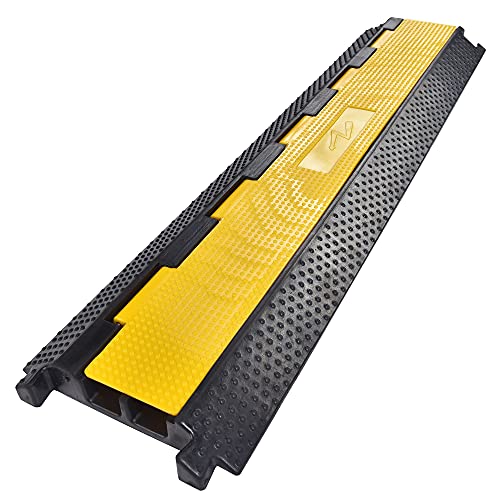 Yescom Cable Ramp Protector 2 Channel Garden Hose Protecitive 22000 Lbs Load Capacity Heavy Duty Speed Bump for Road Driveway Walkway - size: 1.8"H - 2 Channel