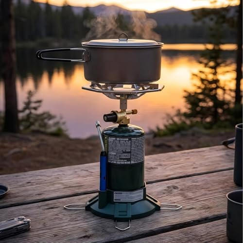 Propane Camping Stove With Propane Burner, Single Burner Bottle Top Propane Stove Adjustable Flame for Backpacking,Hiking,Camping,Tank Top Stove With USB Cable (Fuel not included)