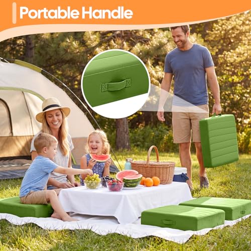 MeMoreCool Square Floor Pillow Seating for Adults Kids, Large Meditation Cushion Floor Pillow with Thick Foam & Soft Tufted Cover, Washable Big Pillow Seat Floor Cushion for Sitting Yoga 24" Green - color: Olive Green, size: 24 Inch