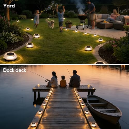Solar Ground Lights Outdoor 12PK - IP67 Waterproof Solar Pathway Lights, Garden Lights Solar Powered, Outdoor Solar Lights for Yard, Landscape Lighting for Patio Driveway Backyard Decor(Warm White) - color: Rose - Warm White