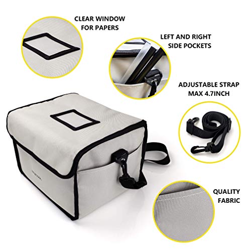 Insulated Drink Carrier - Keep Drink Cold & Food Hot, Reusable Caddy with Dividers & Clear Pocket