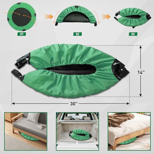 HYD-Parts 40" 48" Mini Trampoline for Adults and Kids Exercise Rebounder with Adjustable Bar Fitness Trampoline Indoor Max Load 330 440lbs - color: Green-40in