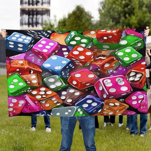 Heavy Duty Weather Resistant Polyester Flags 60x96 In, 4 Sizes Garden Flags for Outside, Games Dice Set Party Banner, Yard Decoration for Outdoor Patio, Entrance & Events - size: 60x96 Inch