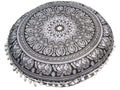 ICC Floor Pillows & Cushion Covers, Decorative Hippie Mandala Pouf Pillow Cover Bohemian Seating Meditation Cushion Cover, Large Boho Ottoman Case Pillowcase for Couch Black Elephant, 32" Round - size: 32" x 32" (Pack of 1), style: Black Elephant