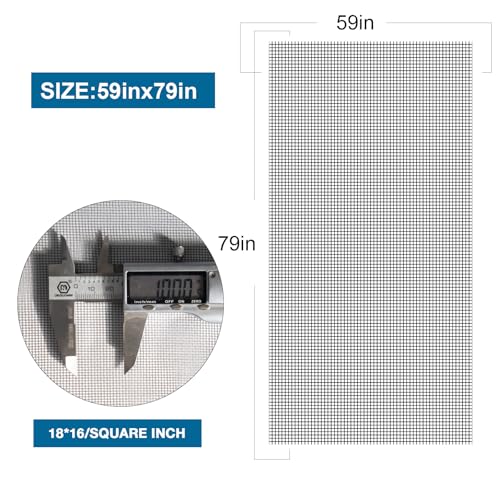 NeatiEase Window Screen, 59"x 79" Adjustable Flexible Fiberglass Screen Door Mesh - DIY Replacement Kit for Patio Porch Door Windows and Sliding Screen Doors(Gray) - color: Gray, size: 59in(w)x79in(l)