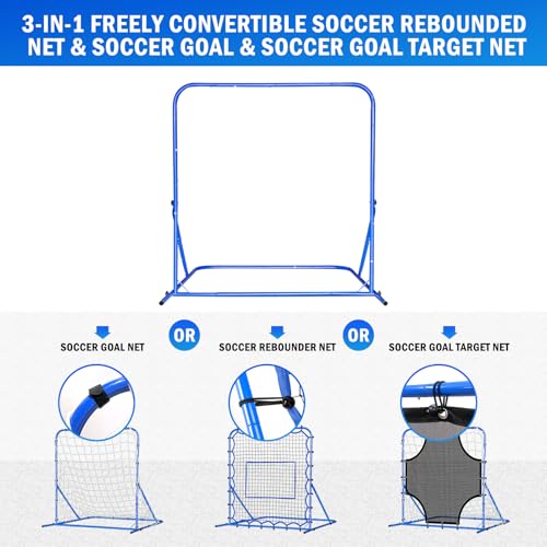 Soccer Baseball Volleyball Rebounder Net, Quick-Switch Angle Dual-Sided/Dual/Three Mode Goal Net Multi-Sport Pitchback Rebound for Control, Passing Practice, Easy Setup Bounce Back Training Gifts - size: 4FTx4FT