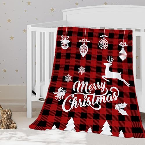 YeeJu Christmas Baby Throw Blanket Decorative Red Plaid Christmas Blanket for Toddler Swaddle Pet Crib Soft Lightweight Fuzzy Plush Fleece Blankets and Throws Xmas Winter Holiday Blanket 30x40 - color: Chrsitmas-01, size: 30"x40"