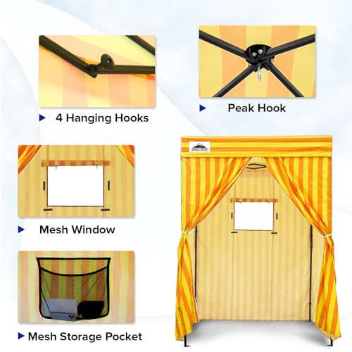 EAGLE PEAK Flex Compact 5x5 Pop-up Canopy Changing Room, Portable Privacy Dressing Room for Indoor Fashion Photoshoots, Camping, or Pool, Yellow/Orange - color: Yellow/Orange, size: 5x5 ft