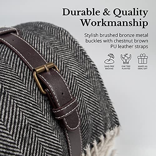 Komorebi Extra Large Picnic Blanket - 78” x 59” – Waterproof Outdoor Blanket, Foldable & Portable Sandproof Beach Blanket – Grey Travel Mat with Faux Wool & Carry Handle - color: Grey