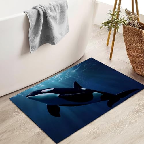 Orca Whale Indoor Door Mat for Entryway, 17x29.5 Inch, Underwater Scene Floor Doormat for Home Decor, Non-Slip Rug Mat for Living Room, Kitchen, Bedroom, Gifts for Ocean Lovers - color: Color14