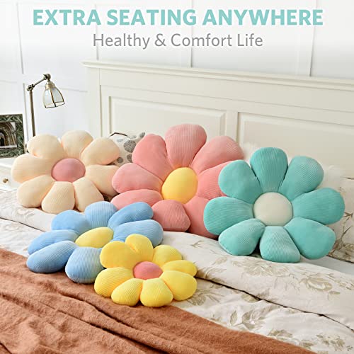 Sioloc Flower Pillow, Shaped Throw Pillow Butt Cushion Floor Seating Cushion, Cute Room Decor & Plush Pillow for Bedroom Sofa Chair (Turquoise, 15.7" ) - color: Turquoise